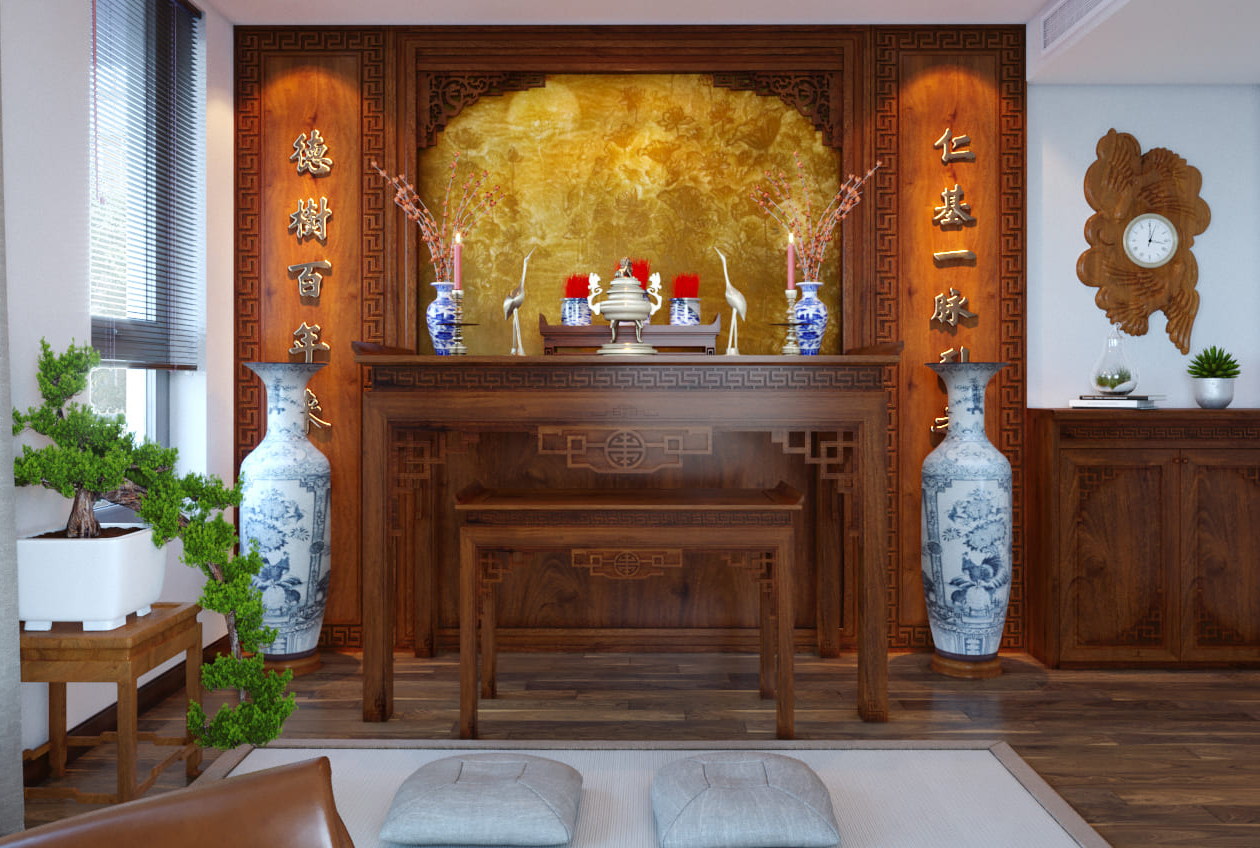 giấy dán tường cho phòng thờ