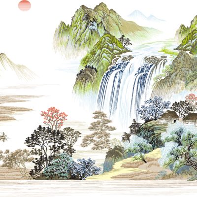 Tranh dán tường phúc thủy sinh tài